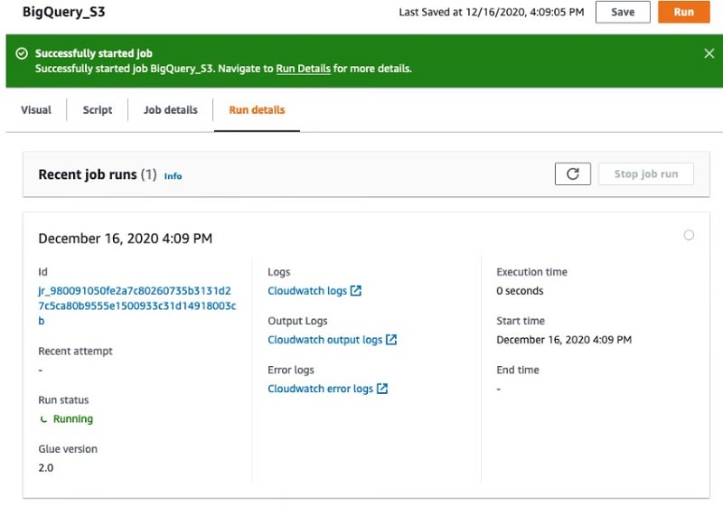 BigQuery to Redshift | Creating the ETL job in AWS Glue Studio